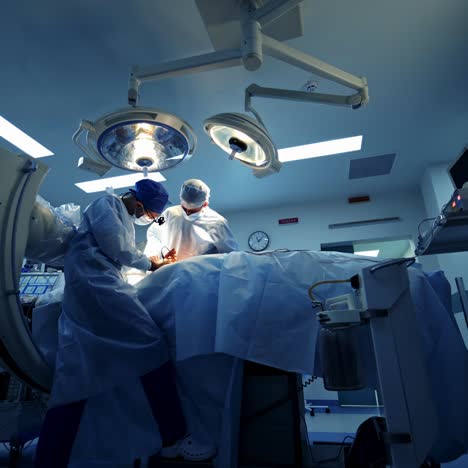 surgical room in hospital with robotic technology equipment. futuristic operation room. surgical innovation, medical robot surgery with endoscopy