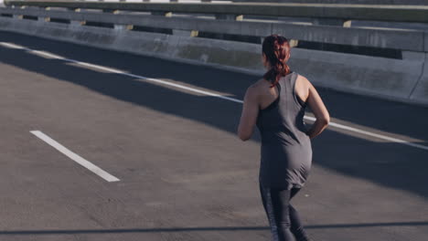 woman, running or city fitness in weightloss