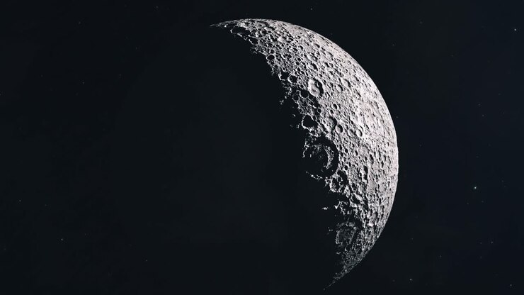 Flutuando Lentamente em Direção ao Lado Oculto da Lua Enquanto o Sol Revela a Superfície Craterada