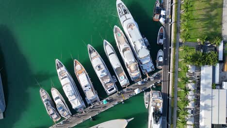 aerial video of luxury yachts in miami