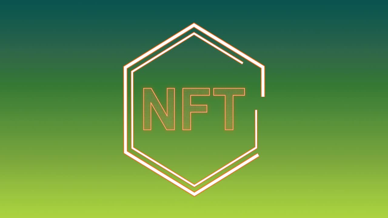Animation of nft text on green background