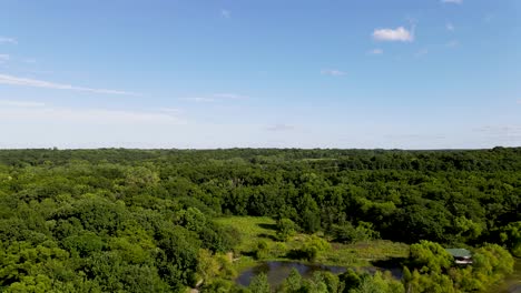 Lush,-Flat-Landscape-of-the-Midwest-in-the-United-States---Midday-Aerial-Drone-View