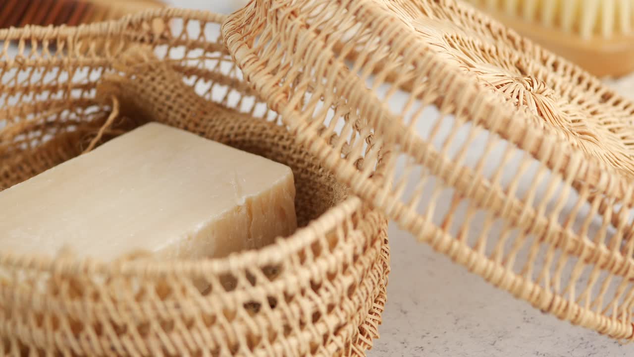 Natural Soap in a Woven Basket
