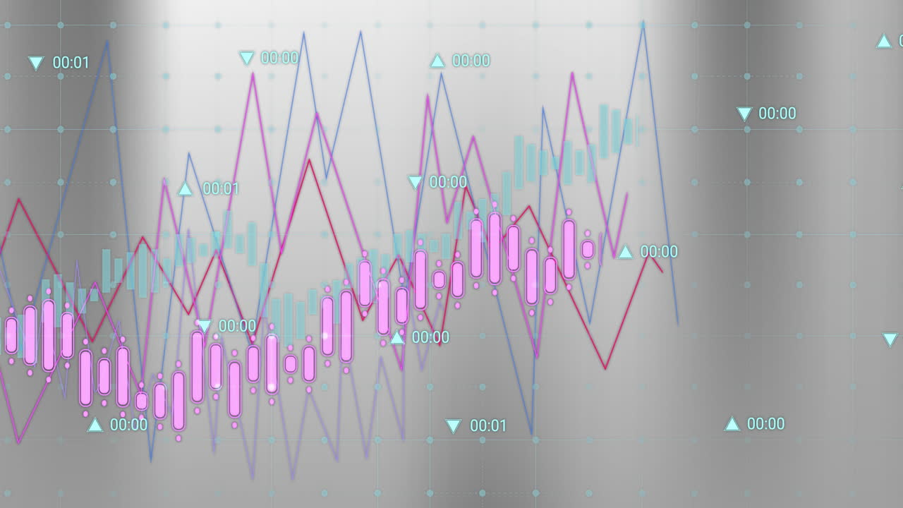 animación de diagramas sobre procesamiento de datos en fondo gris
