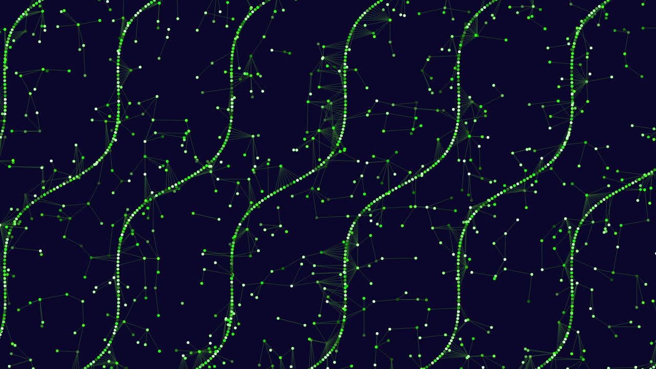 ярко-зеленая сетка сеть линий и точек на темном фоне