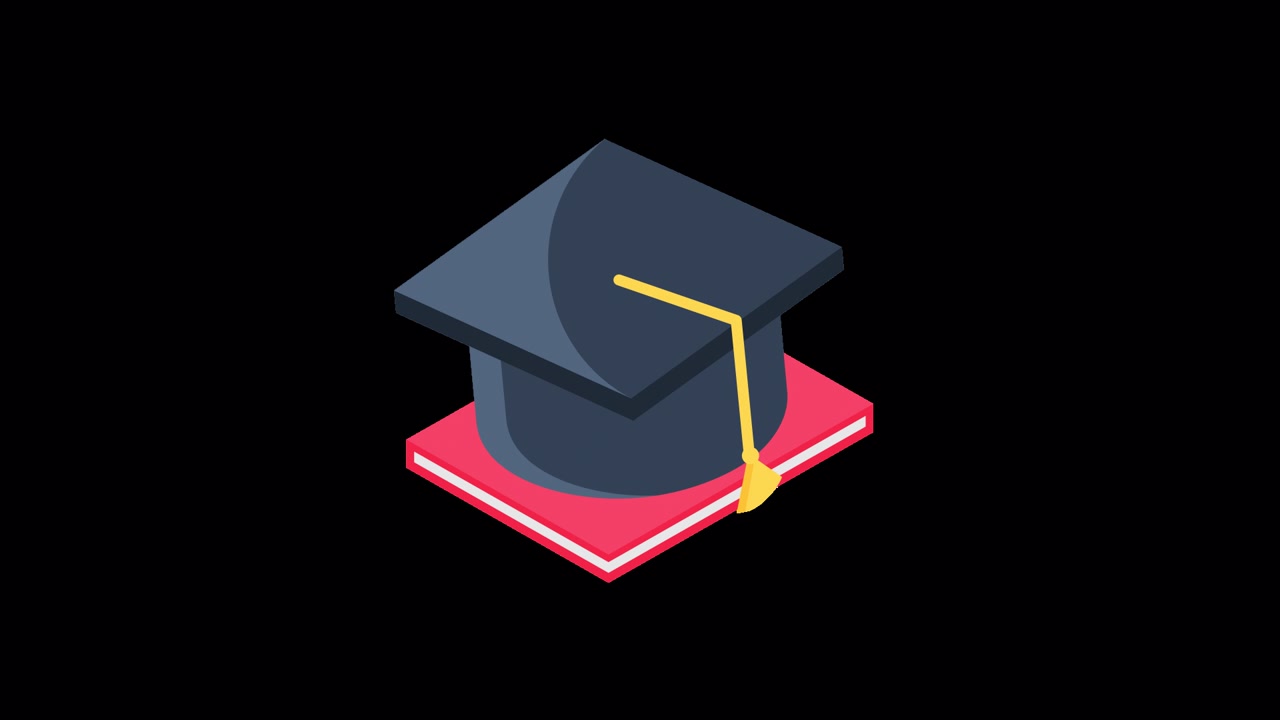 Animated Graduation Cap Resting on a Red Book