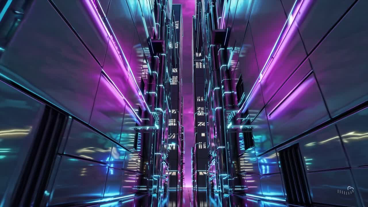 CGI of a futuristic Matrix-style 3D city hologram with binary code particles, illustrating network technology, digital connectivity, and cyber concepts.