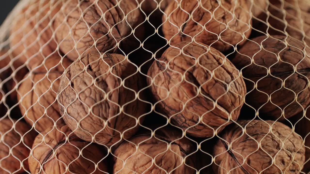 Walnuts in a mesh bag