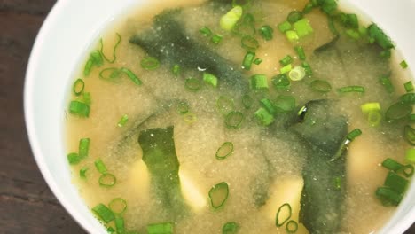 delicious miso soup with tofu and seaweed
