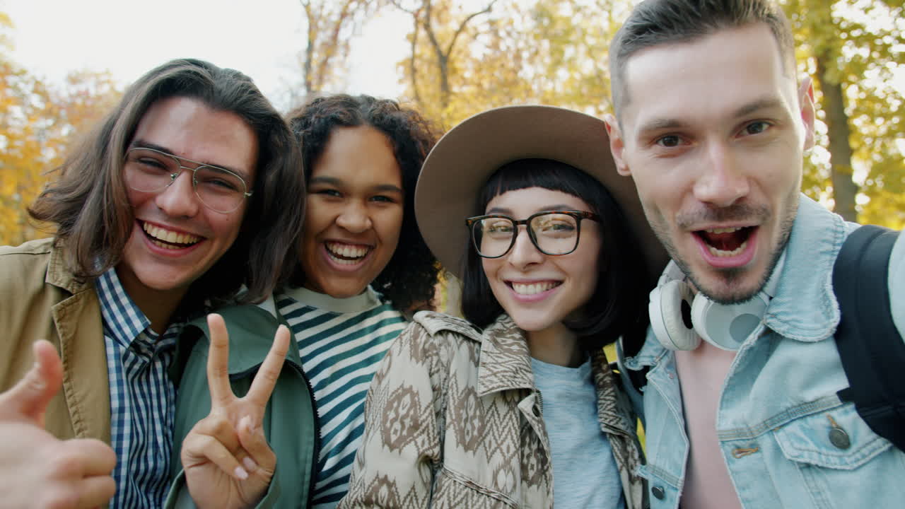Happy Friends in Autumn Park