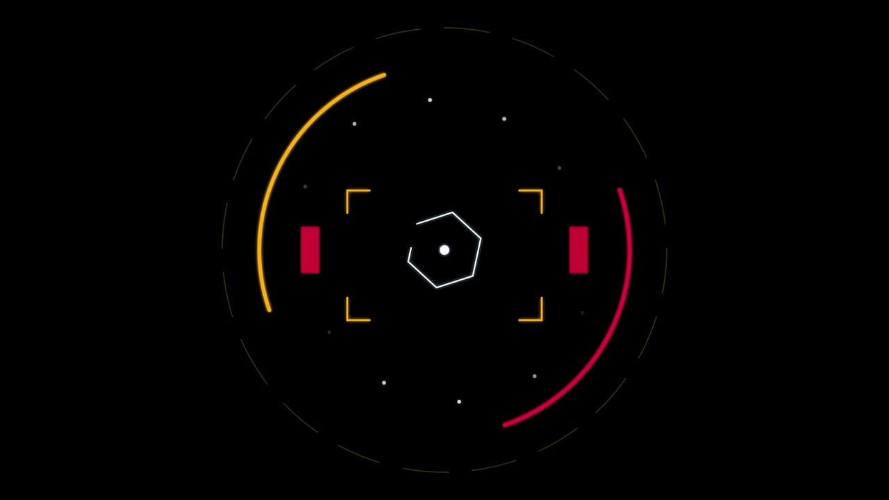 Abstract Digital HUD Interface Animation with Rotating Geometric Elements