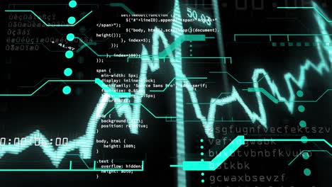 Animación-Del-Procesamiento-De-Datos-Sobre-Formas-Azules-Sobre-Fondo-Negro