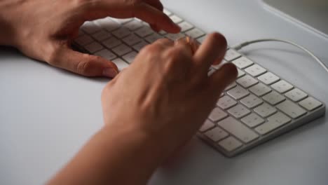 close up of female hands working on computer