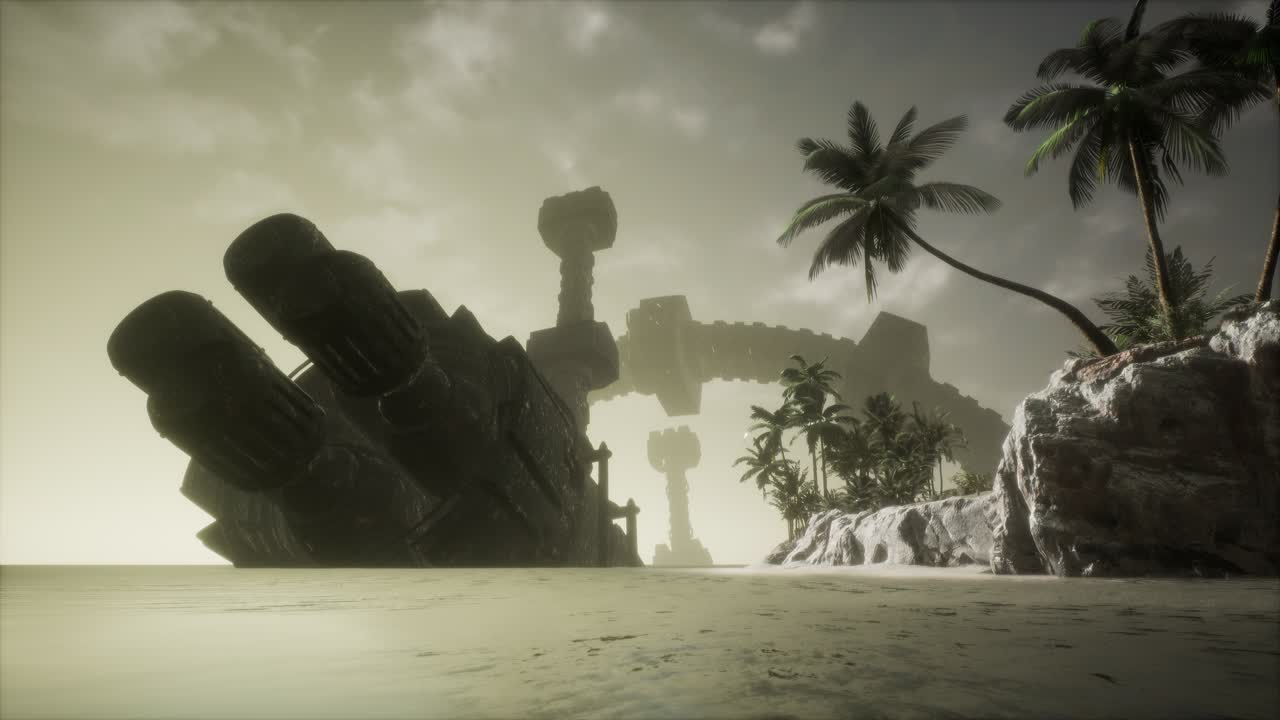 UFO crashed in the ocean near tropical island