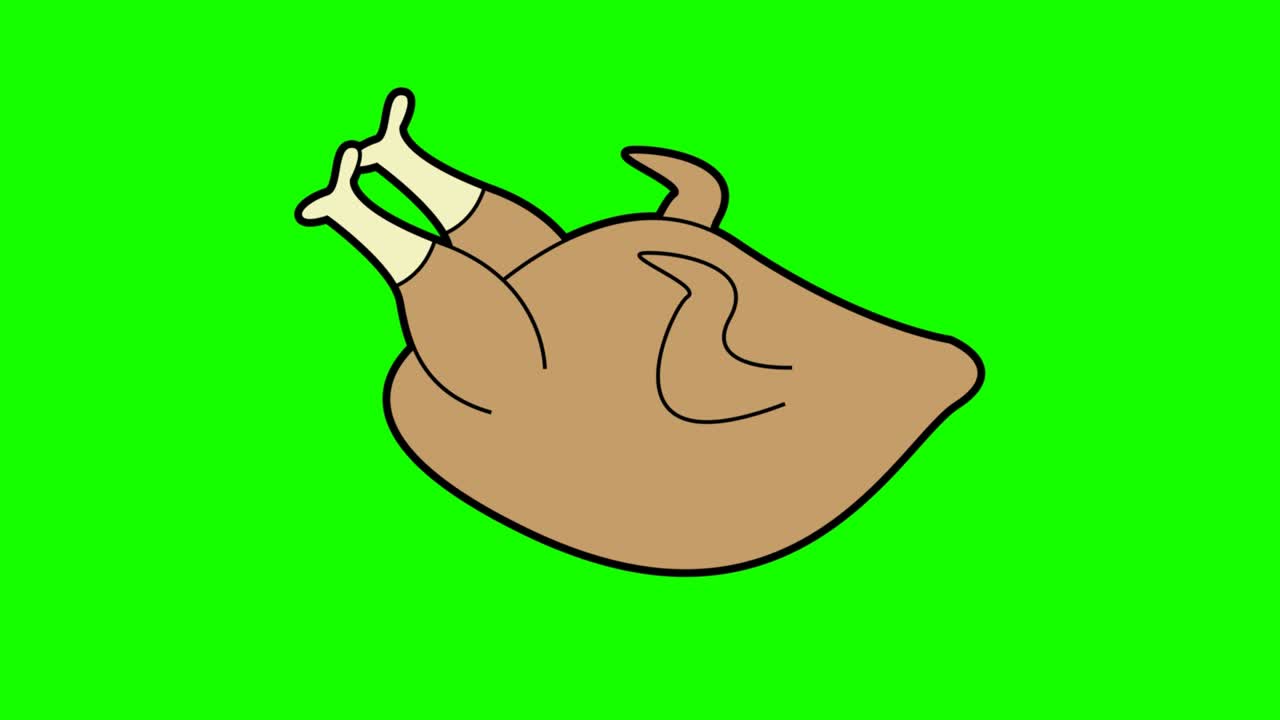 animación de pollo frito pantalla verde