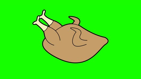 animación de pollo frito pantalla verde
