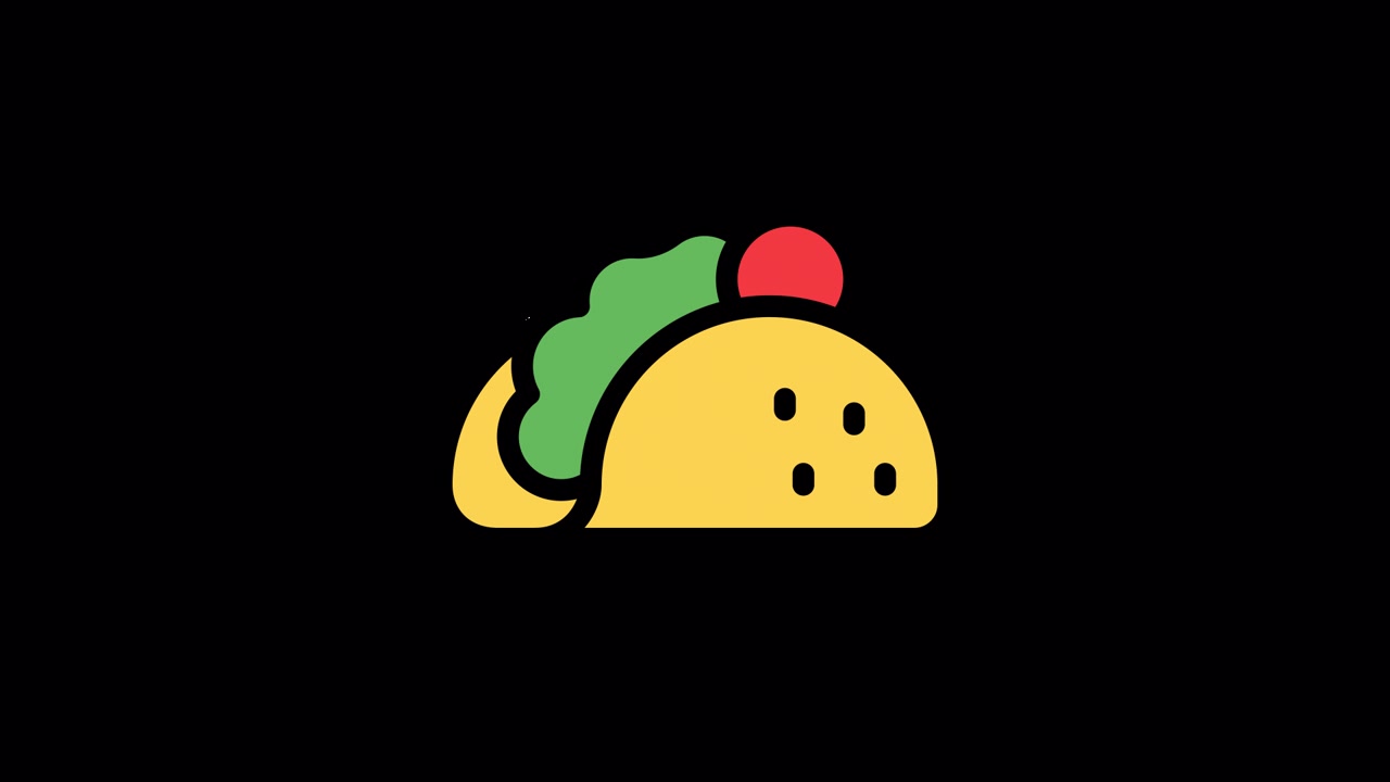 Ícone Animado de Taco Pulsando em Fundo Preto