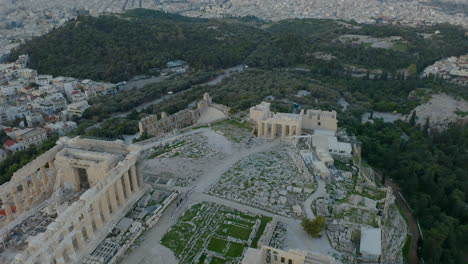 incredible overhead aerial view of scenic acropolis hilltop in athens greece