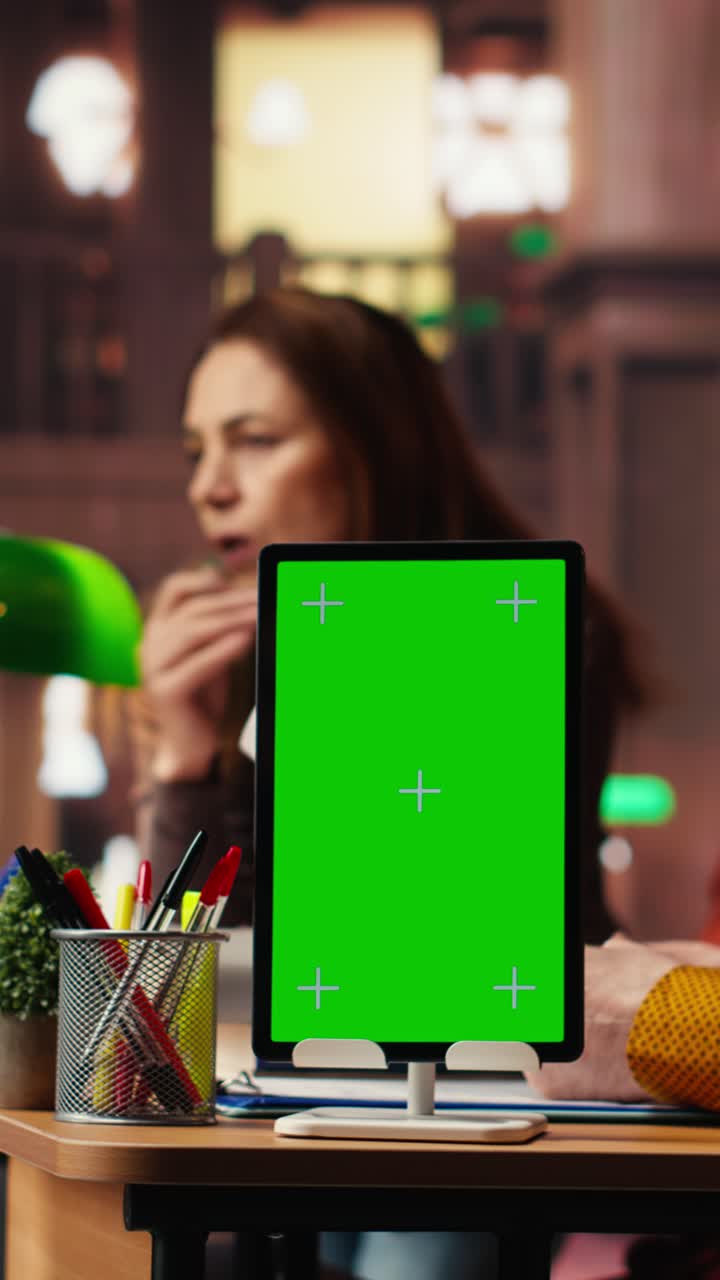 Vertical Video Diverse team immersed in dramatic arts rehearsal with chroma key