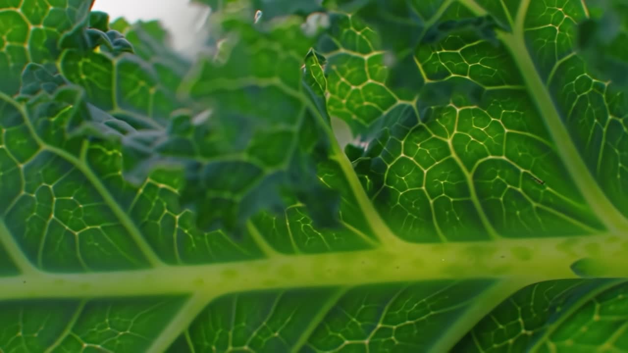 Close-Up Examination of Intricate Leaf Veins and Textures Highlighting Nature's Complex Patterns in Greenery
