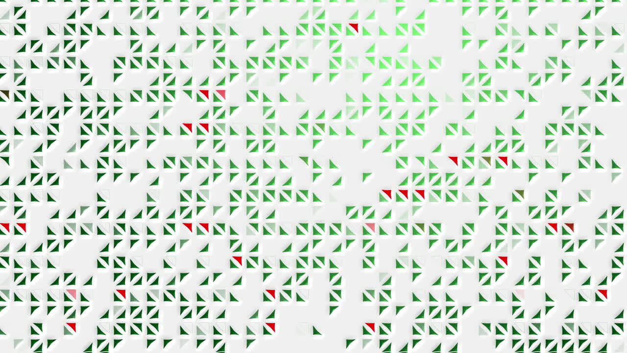 Blinking green triangles on a white background. Abstract geometric animation. Looped motion graphics.