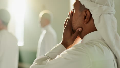 muslim men praying in a mosque