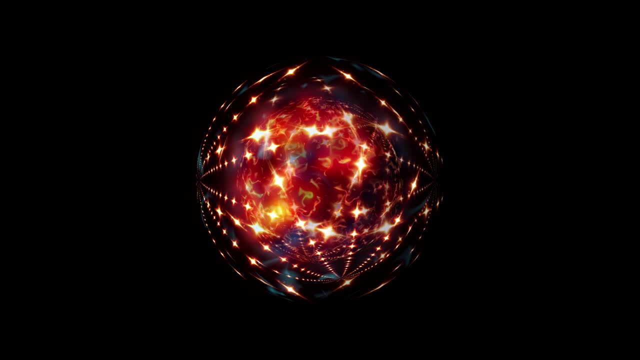 esfera futurista de luz de energía de matriz brillante. fondo abstracto con superficie de plasma. diseño de movimiento 4k forma 3d con energía de plasma y animación de bucle de luz de brillo. bola de luz de fantasía mágica de ciencia ficción.
