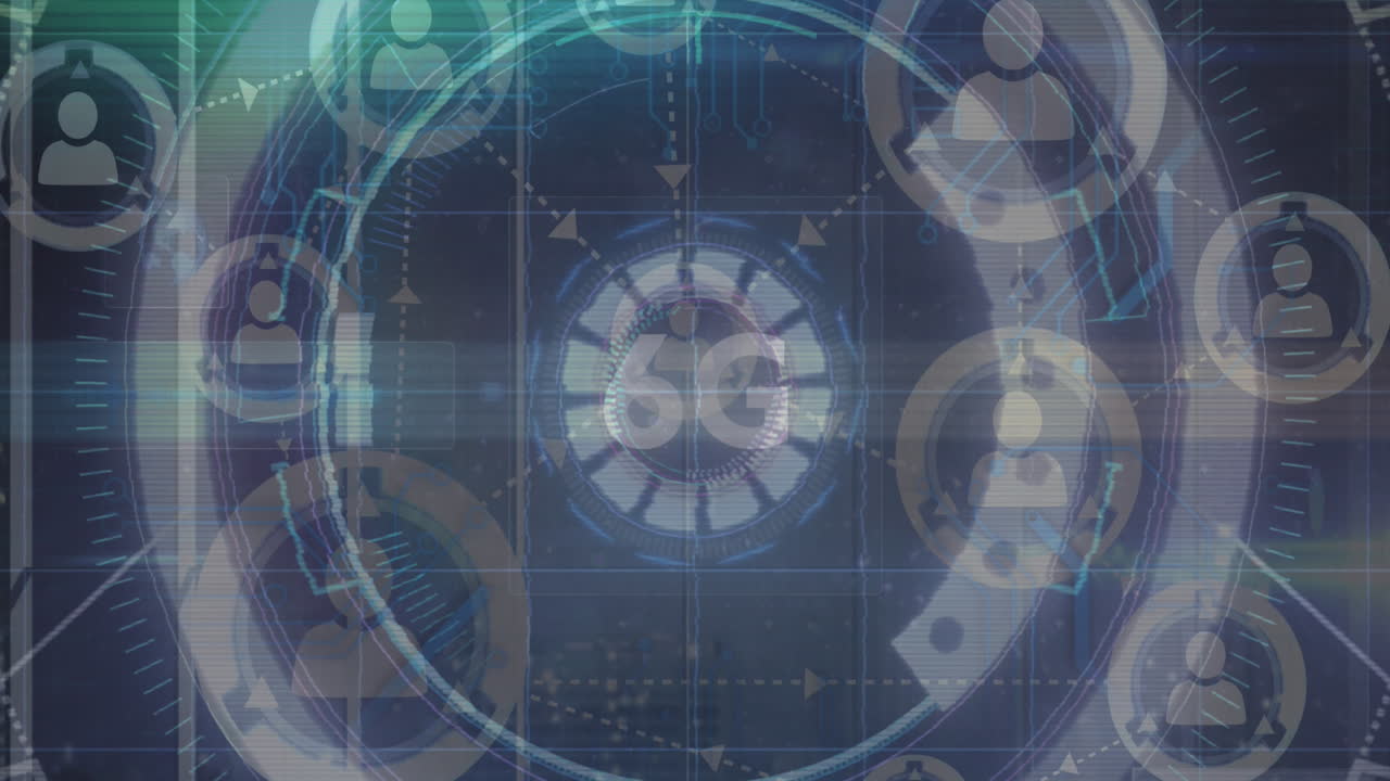 Animation of 6g text, scope scanning and data processing