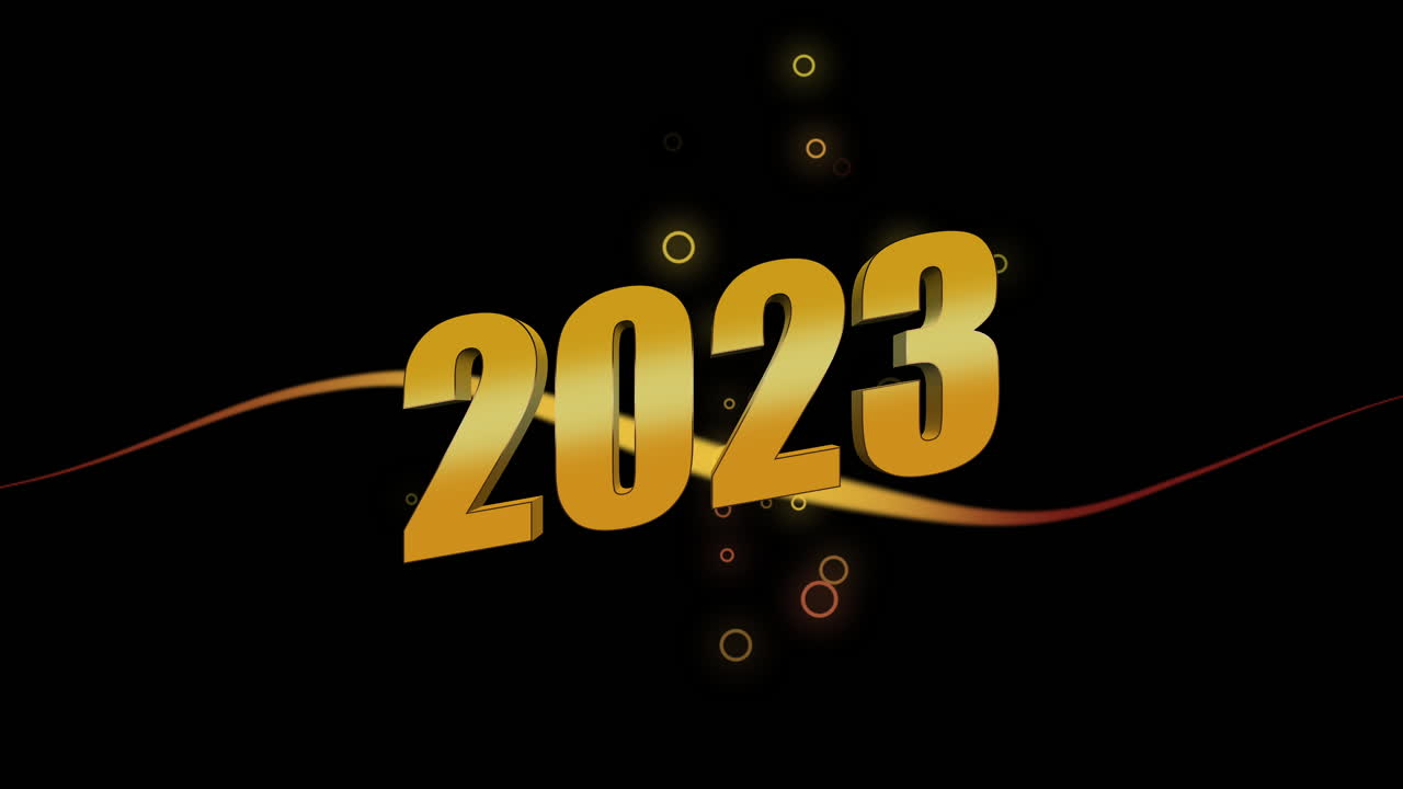 2023 anni con onde e glitter su sfumatura nera