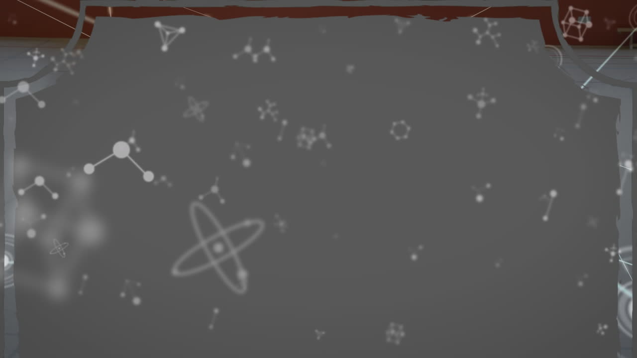 ⁇  바탕에 떠다니는 화학 구조의 애니메이션