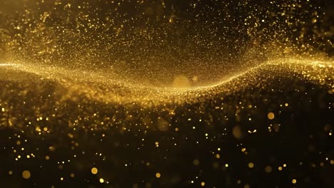 golden particles wave abstract background