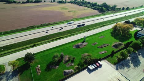 following a car hauler carriage on highway