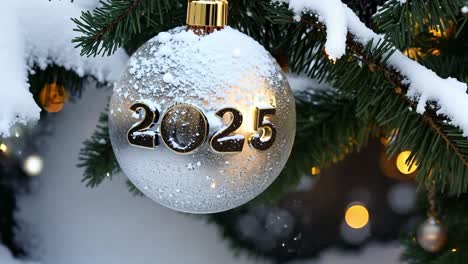 closeup of a christmas ornament with the number 2025 on it