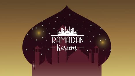 ramadan kareem lettering with mosque silhouette