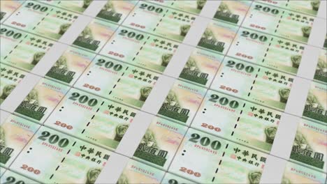 200 nuevos billetes de dólares de taiwán impresos por una prensa de dinero