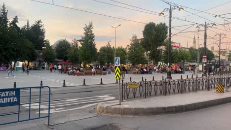 evening in istanbul: a city square at sunset