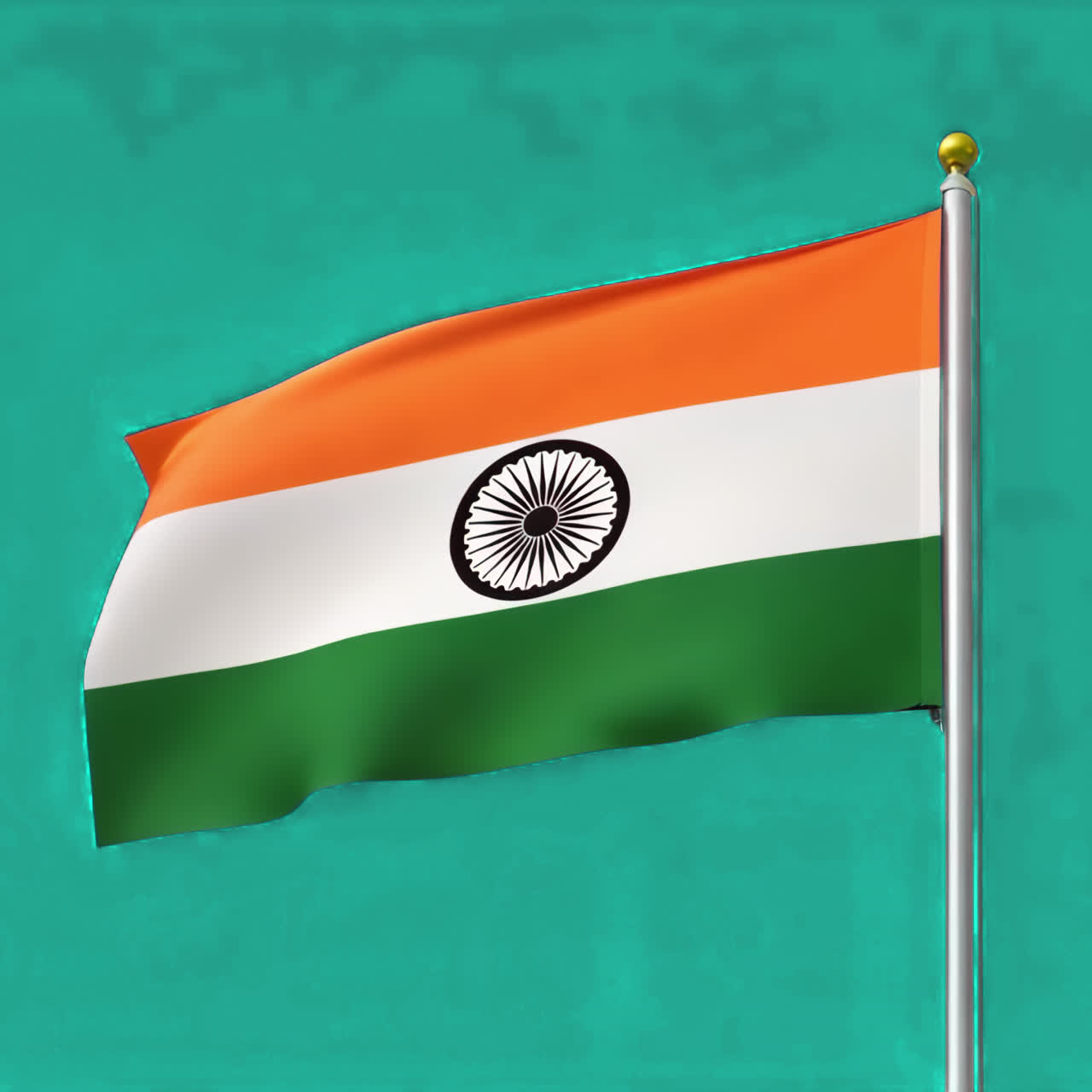 Indian flag waving proudly animation isolated asset, transparent 4K video, alpha channel, ProRes