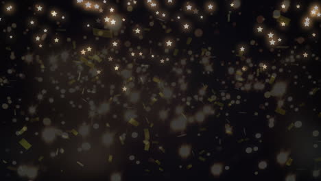 animación de estrellas y confeti sobre fondo negro