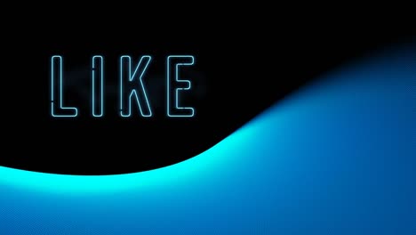 Animation-of-blue-neon-style-word-Like-flickering-on-blue-and-black-background