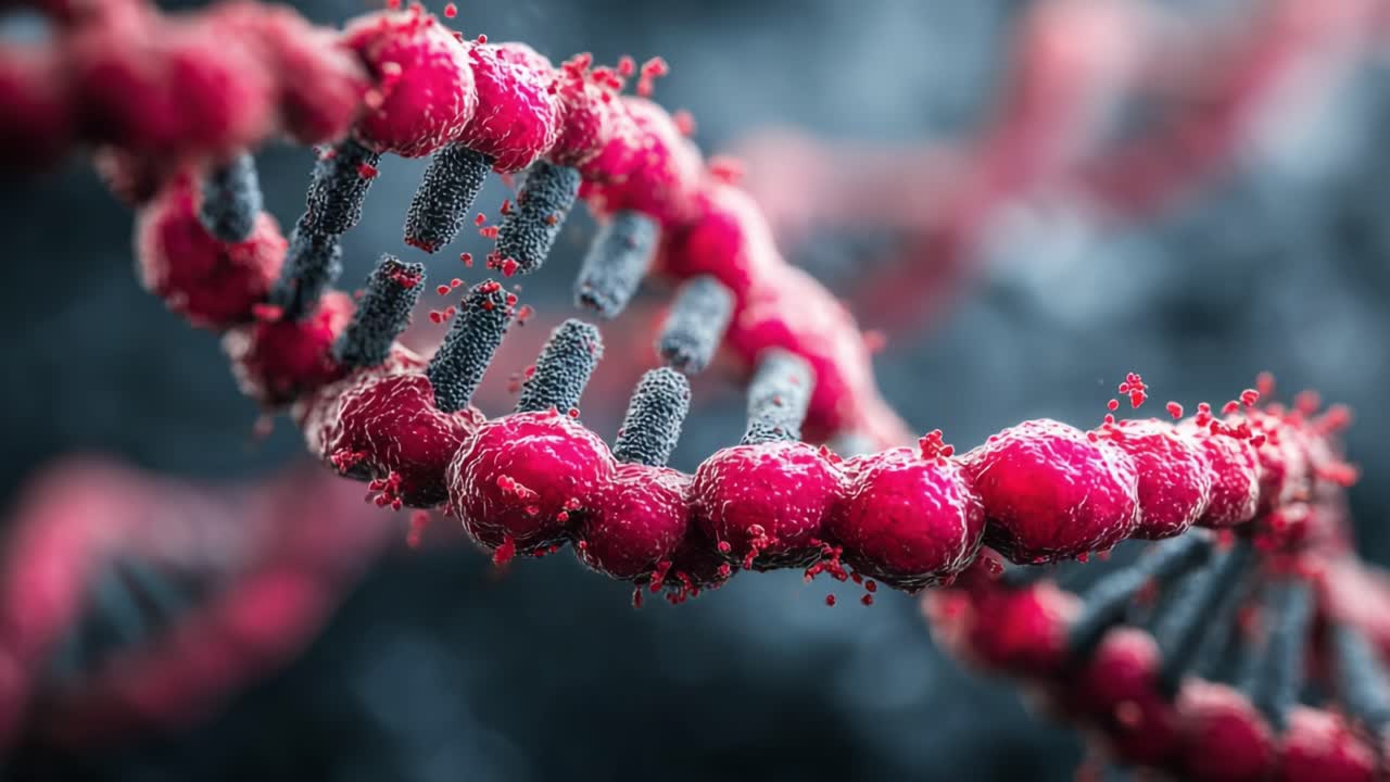 A Close-Up Visualization of DNA Helix Structure Highlighting the Intricate Design and Molecular Composition in Stunning Detail
