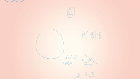 animation of mathematical equations and formulas floating against pink gradient background