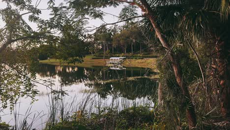 serene lakeside scene at sunset