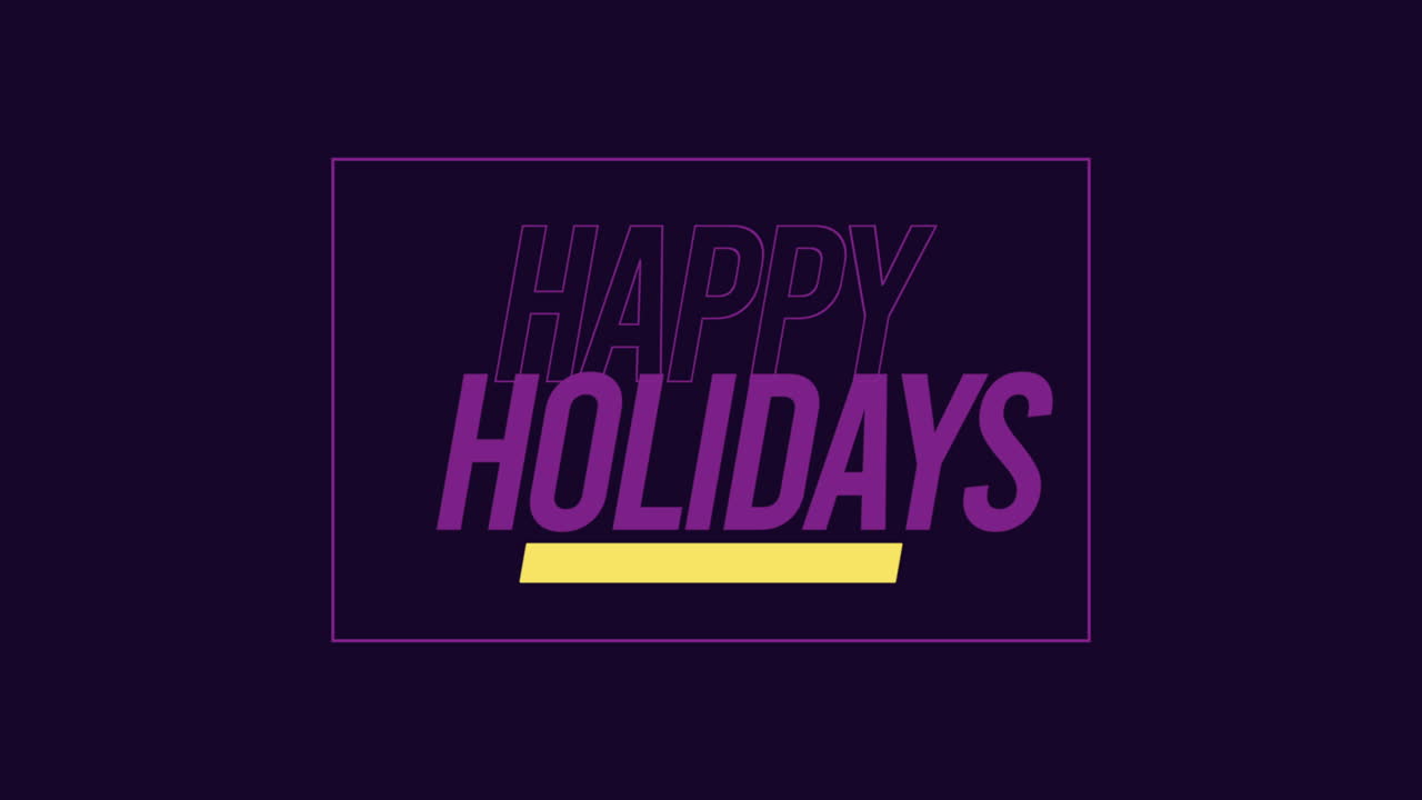 texto de felices fiestas en marco sobre degradado púrpura de moda