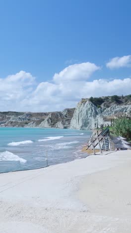 beautiful beach with turquoise water and cliffs