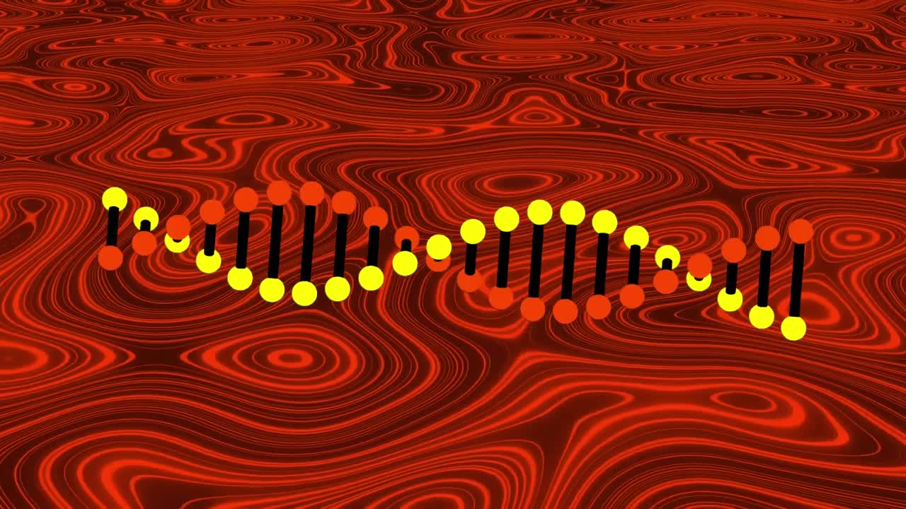 ⁇ 은 액체 배경 위에서 회전하는 dna 가닥의 애니메이션