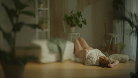 emotional portrait of pregnant woman relaxing