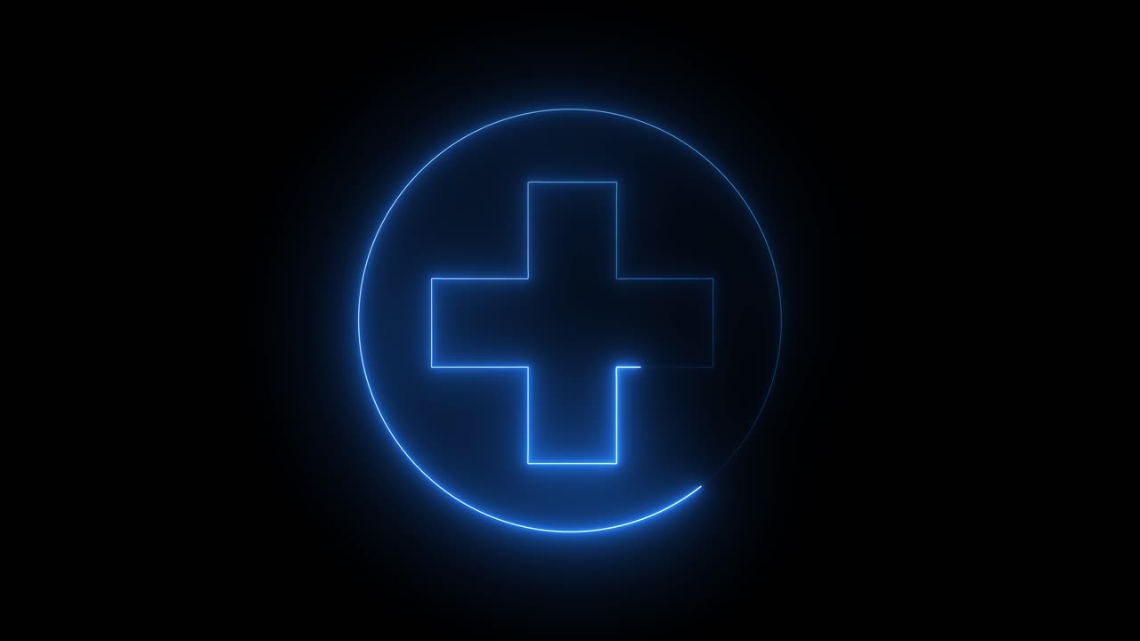 Glowing Blue Medical Cross Symbol Animation