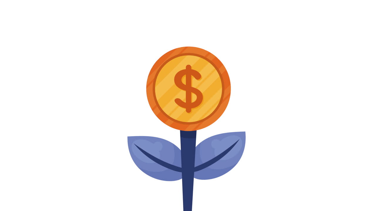 golden coin money plant animation