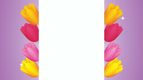 rosas hermosas flores animación de marco cuadrado