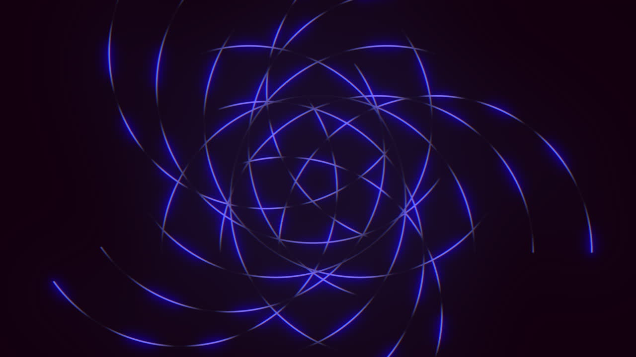 An abstract blue swirling pattern on a dark background, composed of glowing curved lines crisscrossing and flowing in various directions, creating a mesmerizing visual effect